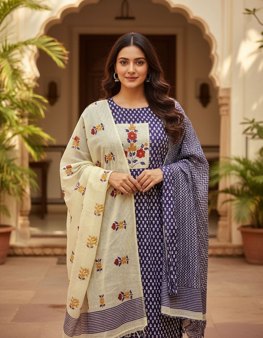 Cotton Suit With Dupatta