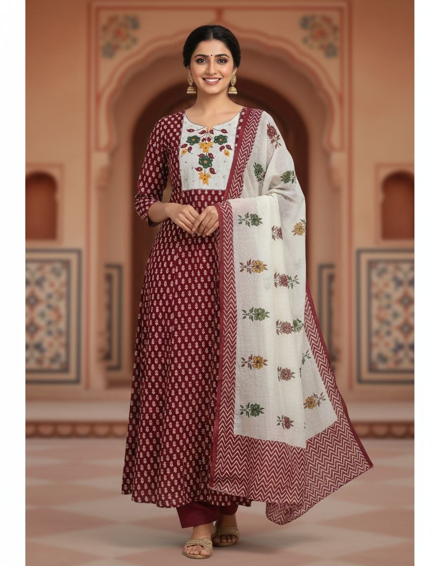 Cotton Suit With Dupatta